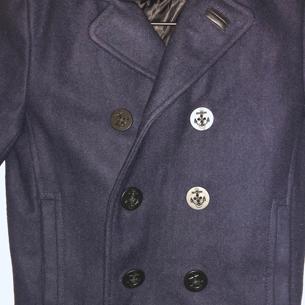 Boys Black River Wool Peacoat